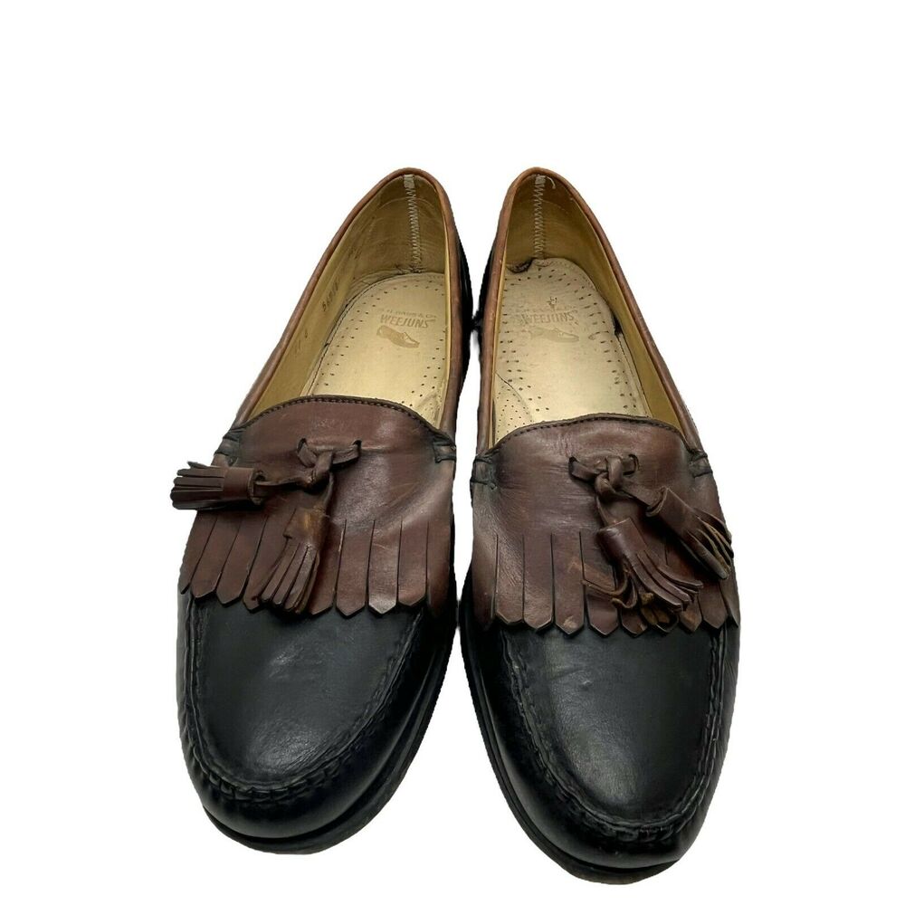 Vtg G.H. Bass & Co. Mens Weejuns Black Brown Classic Preppy Loafer Shoes 11 E